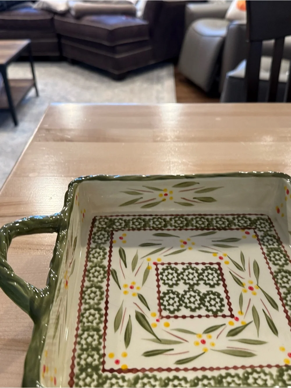 Temptations Green and Cream Floral Serveware Set. Great for entertaining.
